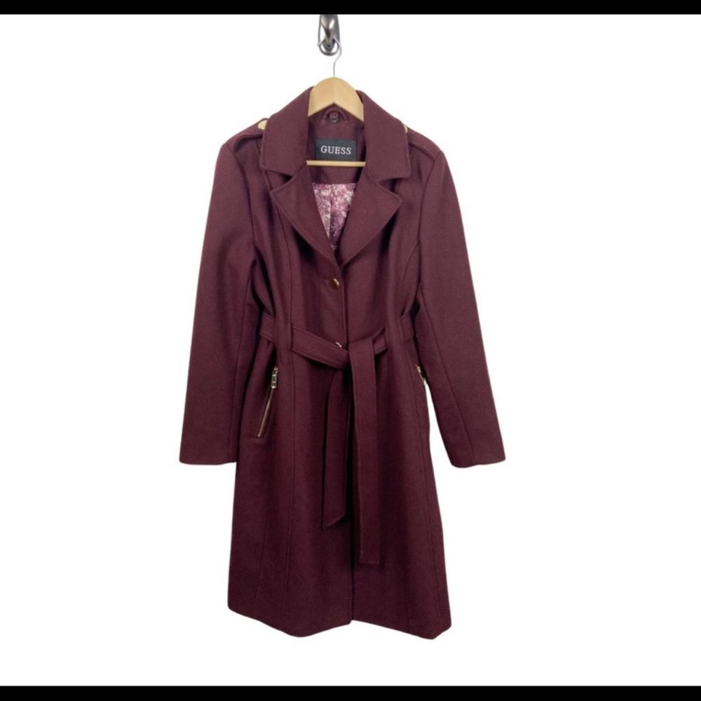 Guess Maroon Trench coat/ Peacoat size Large